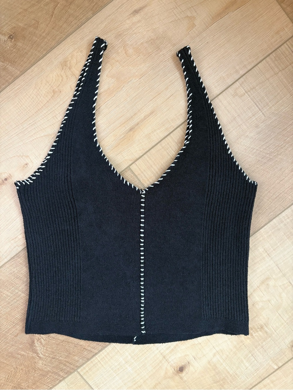 Pilcro Black Tank Top with Cream Daisy Crochet Appliqué - Picture 10 of 12
